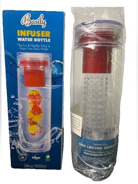 Basily Elite Infuser Water Bottle 28 oz Shatterproof Tritan Plastic NIB Red